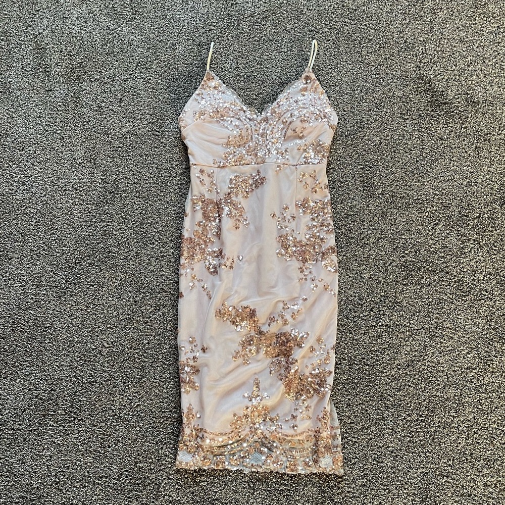 Champagne gold midi dress size small